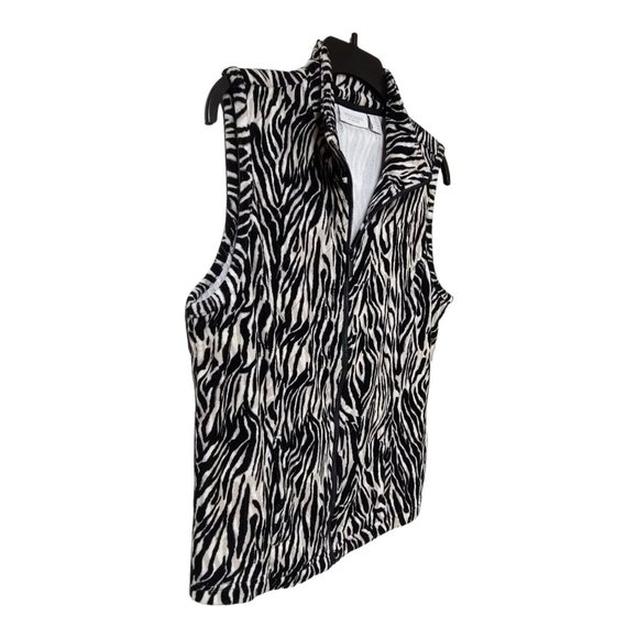 Weekends by Chico's Sleeveless Zebra Print Zippered Vest Blouse Size 1 Sm - Picture 5 of 7